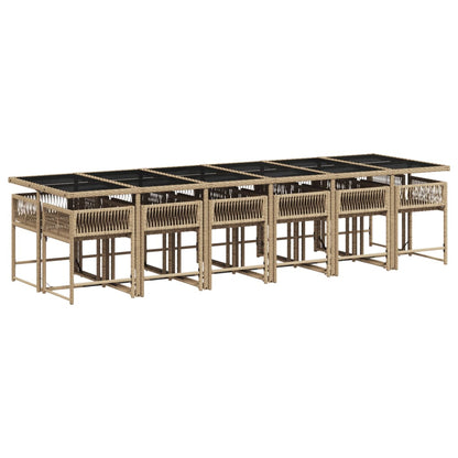 Set Pranzo da Giardino 13 pz con Cuscini Beige Misto Polyrattan