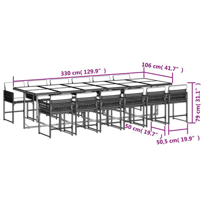 Set Pranzo da Giardino 13 pz con Cuscini Beige Misto Polyrattan