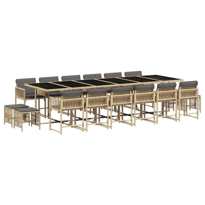 Set Pranzo da Giardino 17 pz con Cuscini Beige Misto Polyrattan