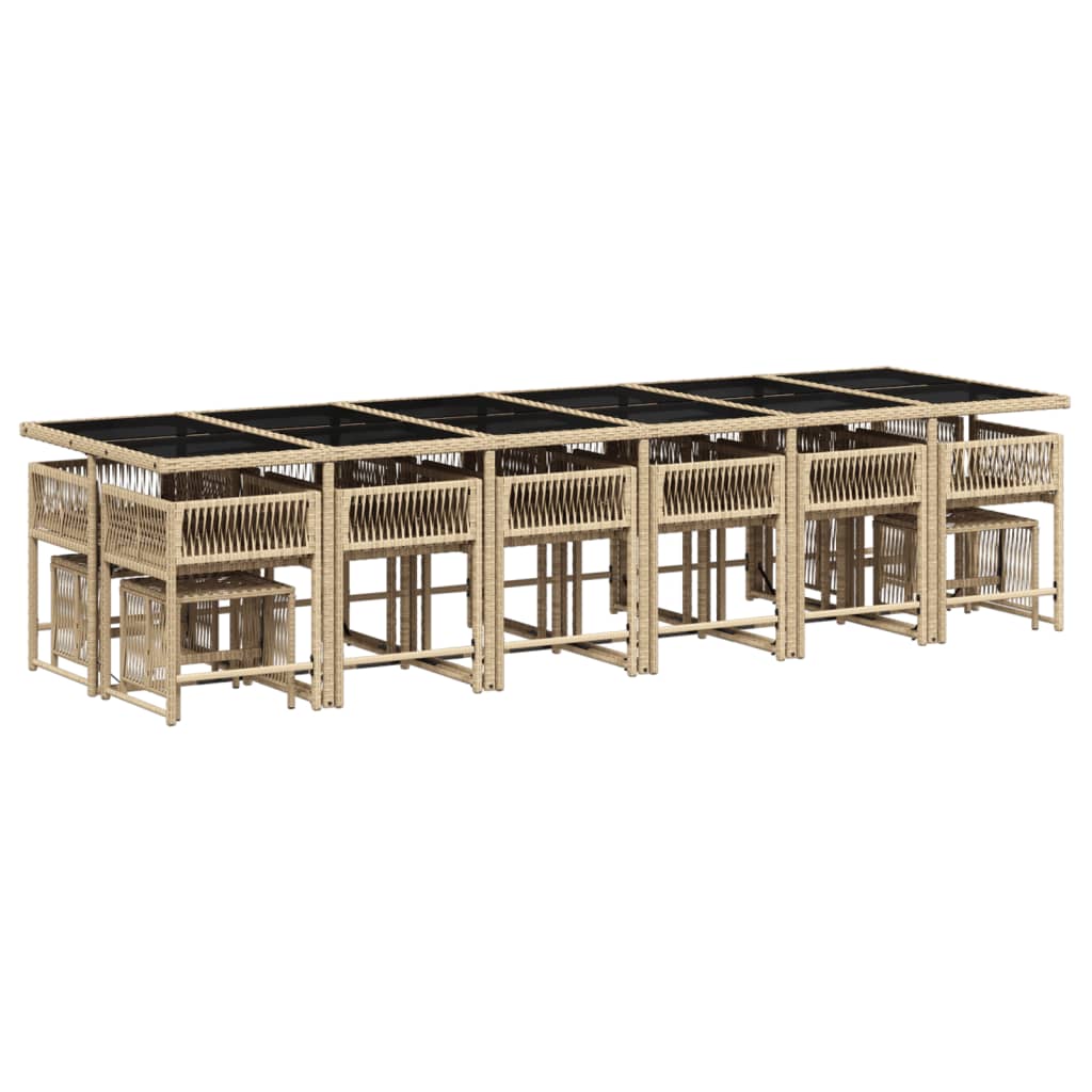 Set Pranzo da Giardino 17 pz con Cuscini Beige Misto Polyrattan
