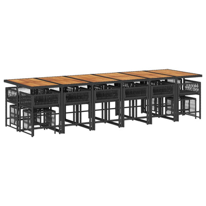 Set da Pranzo da Giardino 17 pz con Cuscini Nero in Polyrattan