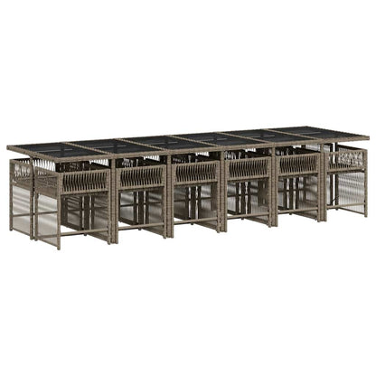 Set da Pranzo da Giardino 13pz con Cuscini Grigio in Polyrattan