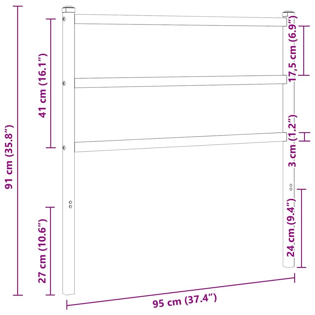 Testiera di Ricambio in Metallo Nero 90 cm