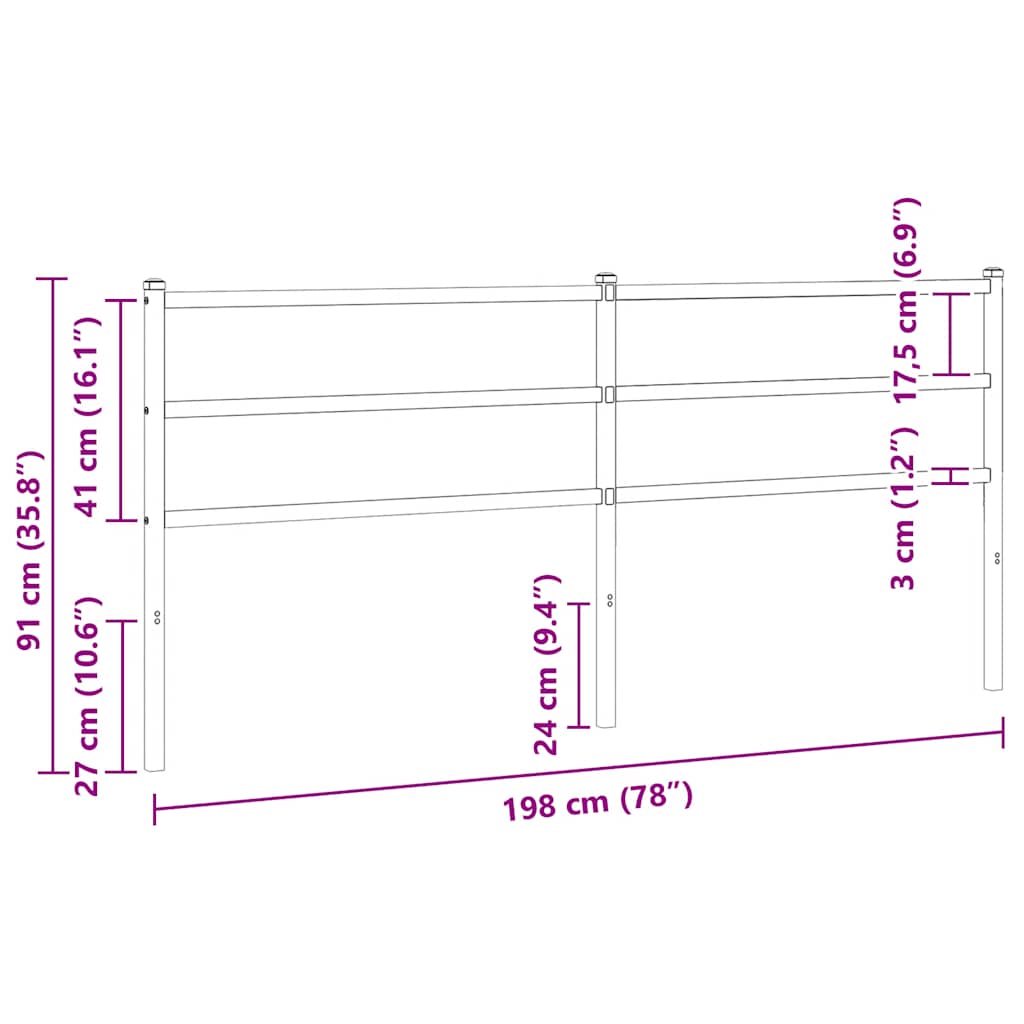 Testiera di Ricambio in Metallo Nero 193 cm