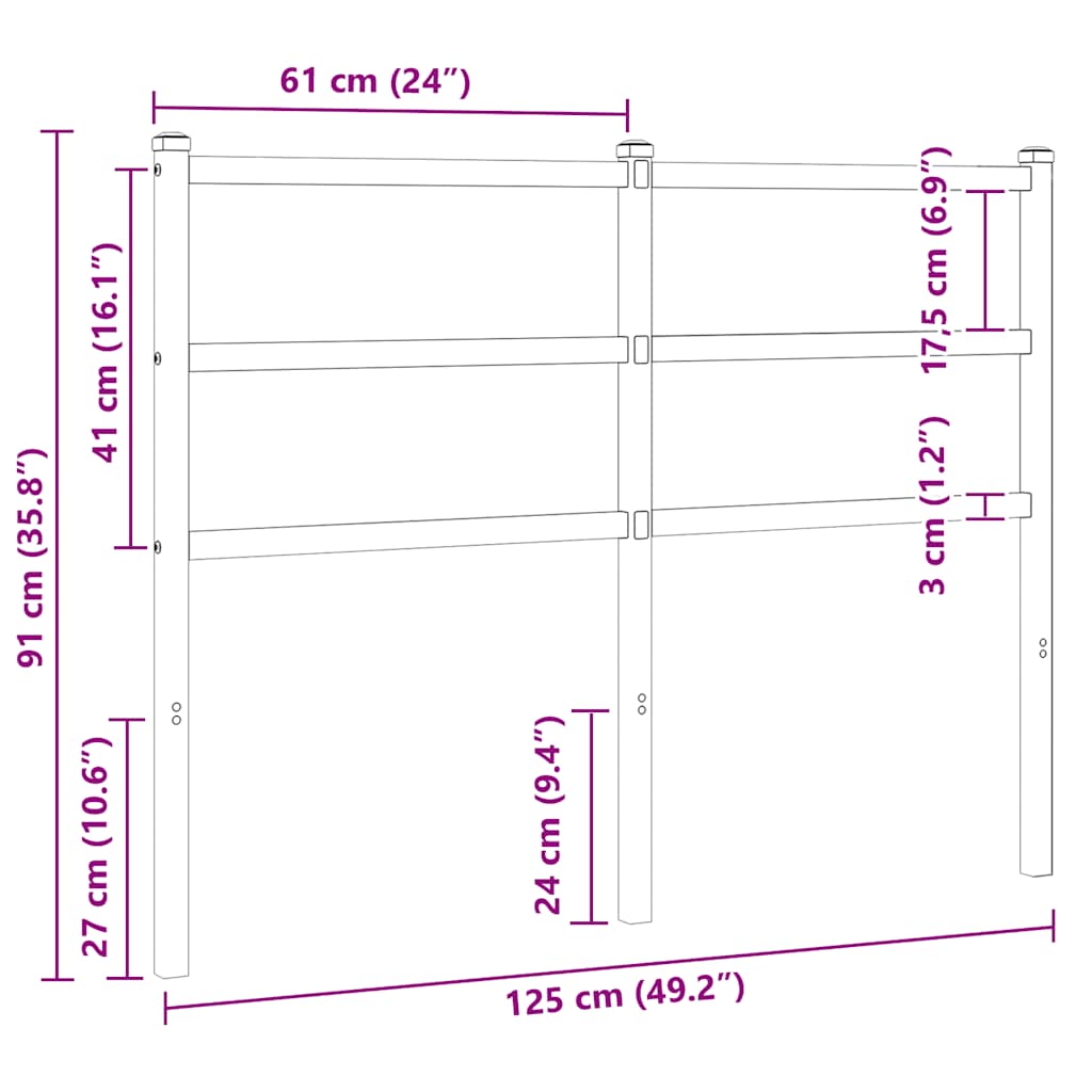 Testiera di Ricambio in Metallo Bianco 120 cm