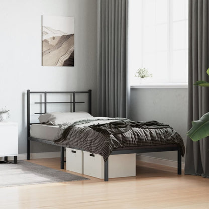 Giroletto con Testiera in Metallo Nero 90x190 cm
