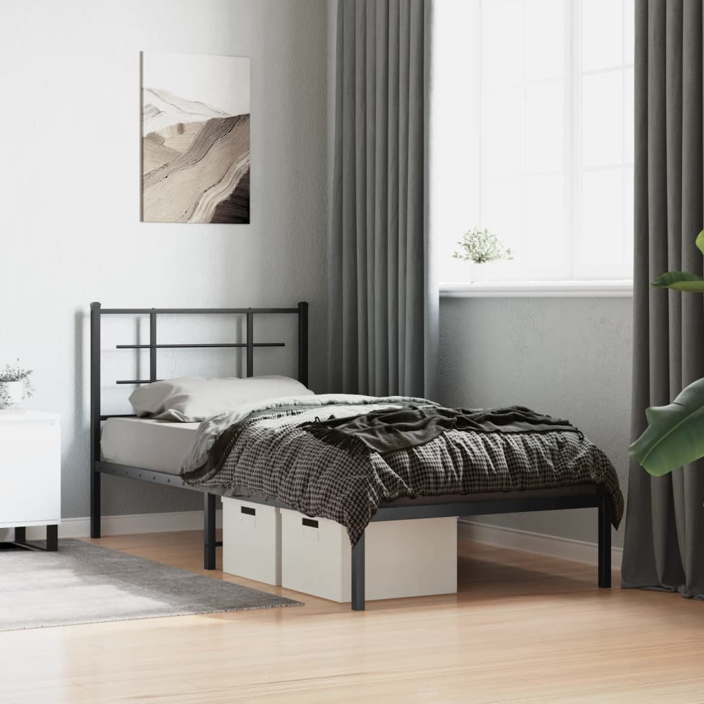 Giroletto con Testiera in Metallo Nero 90x200 cm
