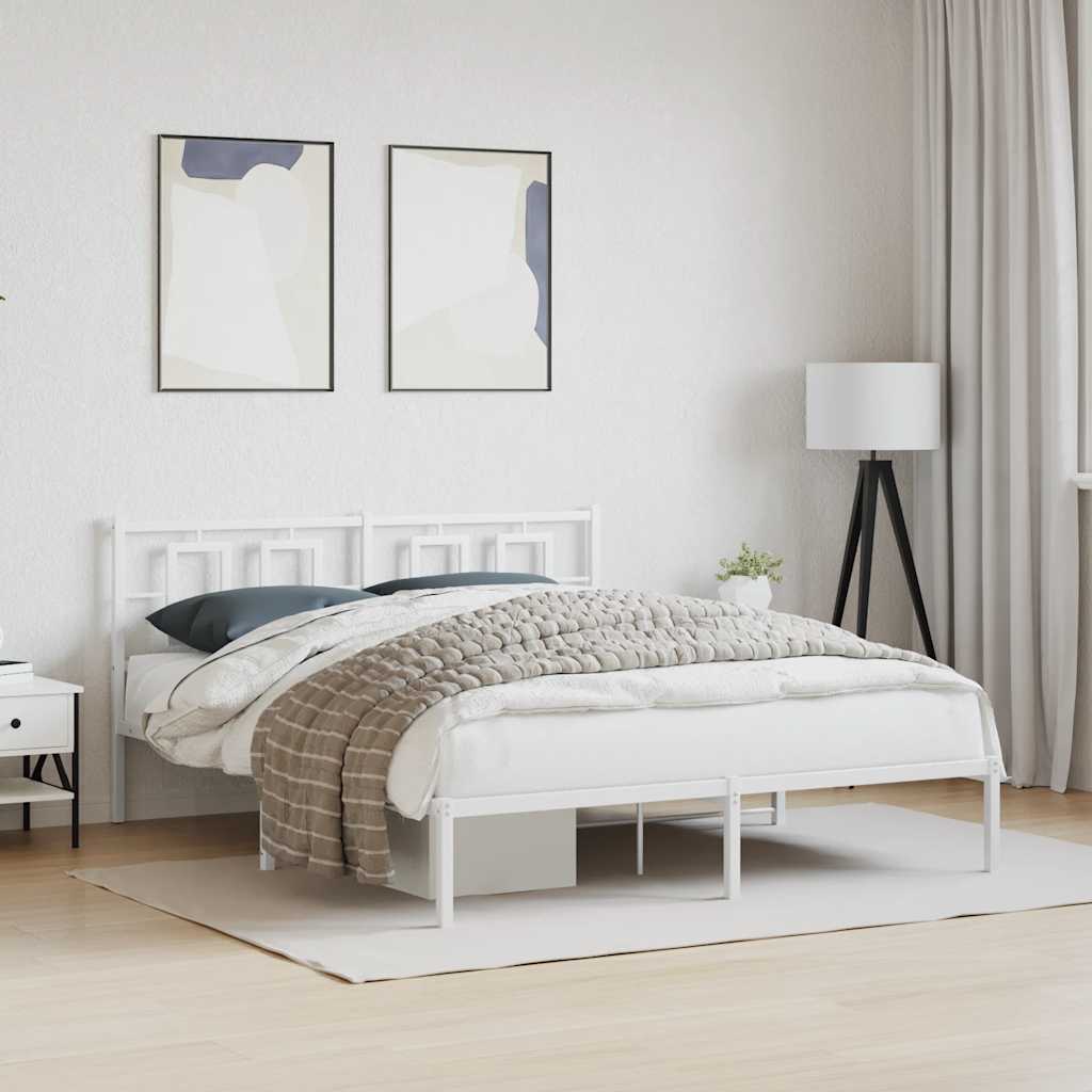 Giroletto con Testiera Metallo Bianco 150x200 cm