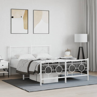Giroletto con Testiera e Pediera Metallo Bianco 140x190 cm