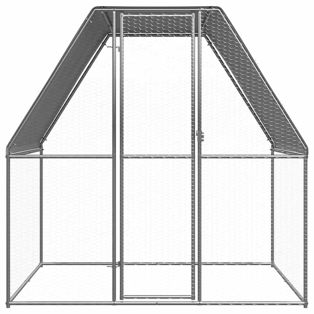 Gabbia per Polli Argento e Grigio 2x2x2 m in Acciaio Zincato