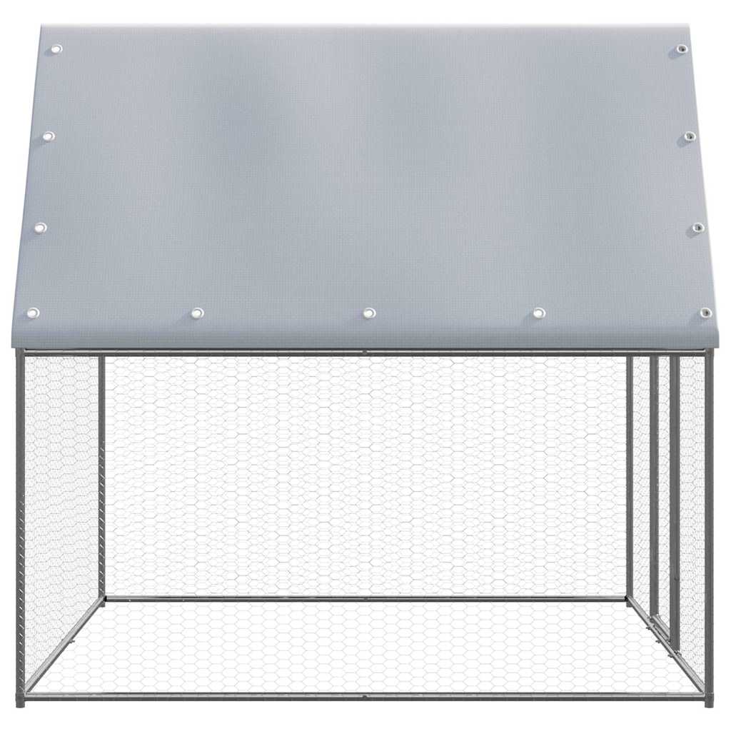 Gabbia per Polli Argento e Grigio 2x2x2 m in Acciaio Zincato