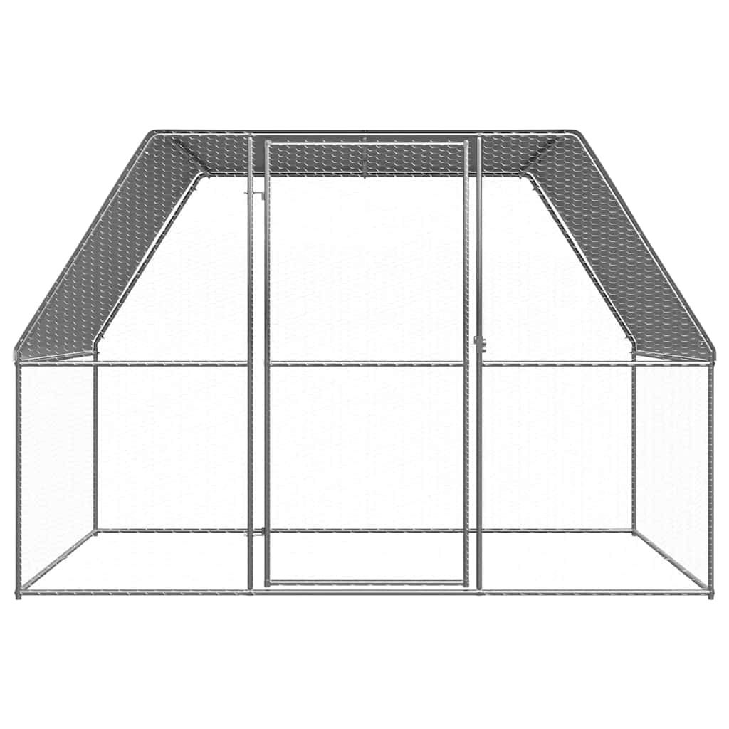 Gabbia per Polli Argento e Grigio 3x2x2 m in Acciaio Zincato