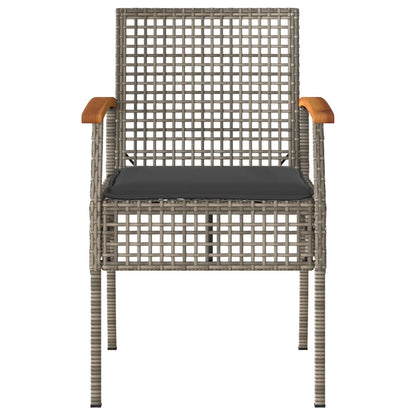 Sedie da Giardino con Cuscini 2pz Grigie in Polyrattan e Acacia