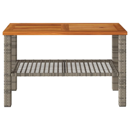 Tavolo da Giardino Grigio 70x38x42 cm Polyrattan e Legno Acacia