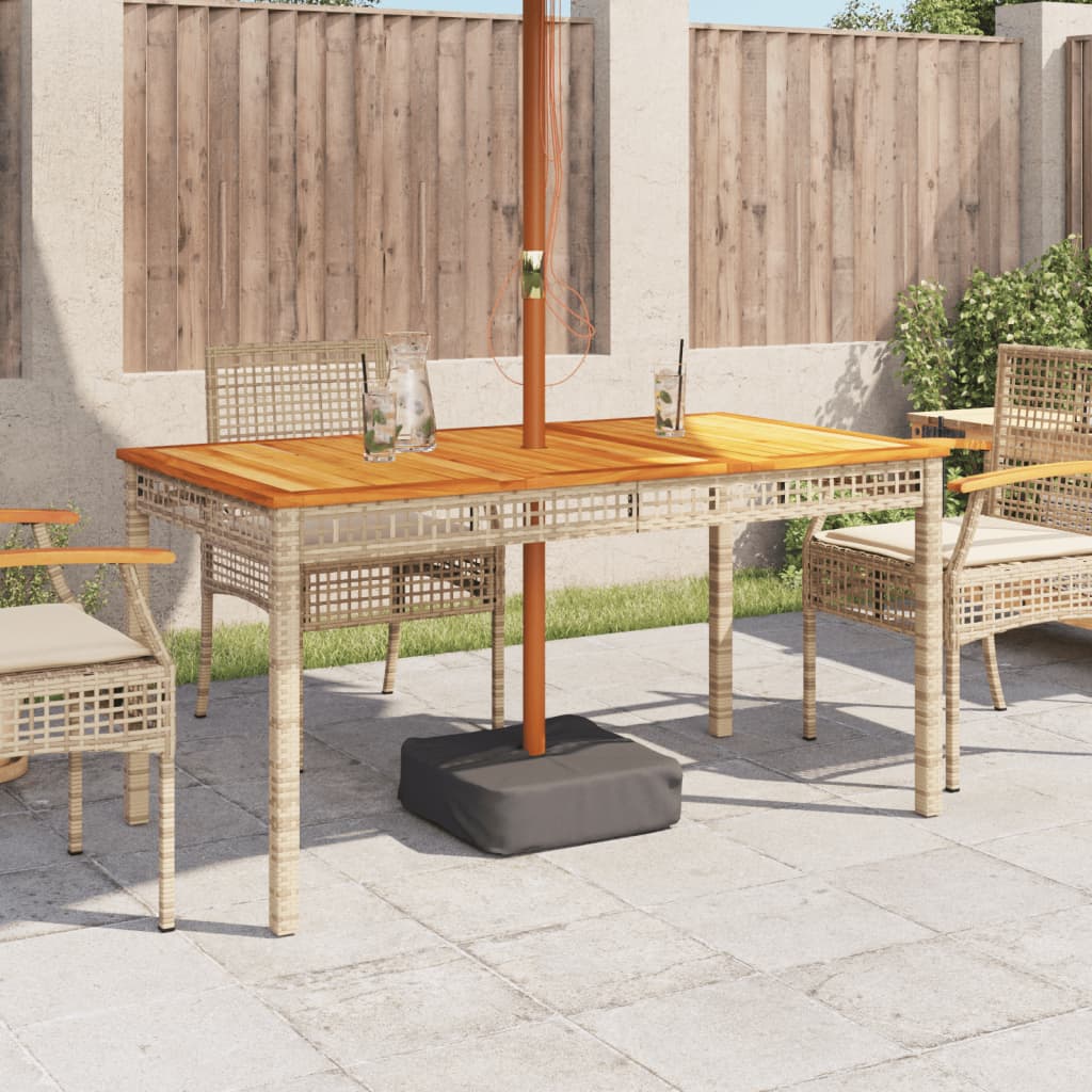 Tavolo da Giardino Beige 140x80x75 cm Polyrattan e Legno Acacia