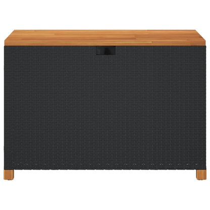 Contenitore Giardino Nero 110x55x63cm Polyrattan e Legno Acacia