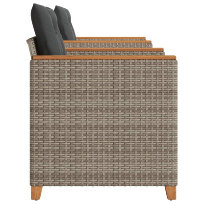 Set da BistrÃ² 3 pz con Cuscini Grigio Polyrattan e Legno Acacia