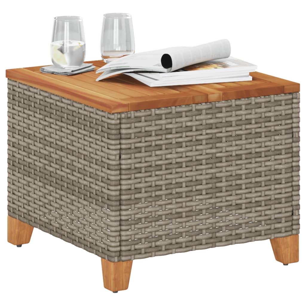 Tavolo da Giardino Grigio 45x45x37 cm Polyrattan e Legno Acacia
