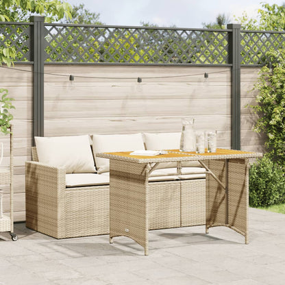 Set da Pranzo da Giardino 2 pz con Cuscini Beige in Polyrattan