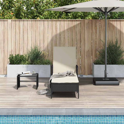 Lettino da sole Nero e Bianco Crema 55 x 200 x 92 cm polyrattan