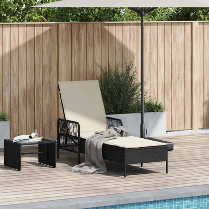 Lettino da sole Nero e Bianco Crema 55 x 200 x 92 cm polyrattan