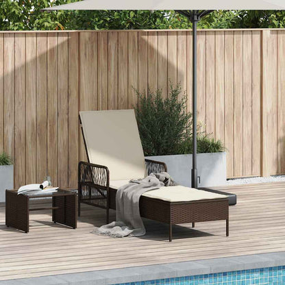 Lettino da sole Marrone e Bianco Crema 55 x 200 x 92 cm