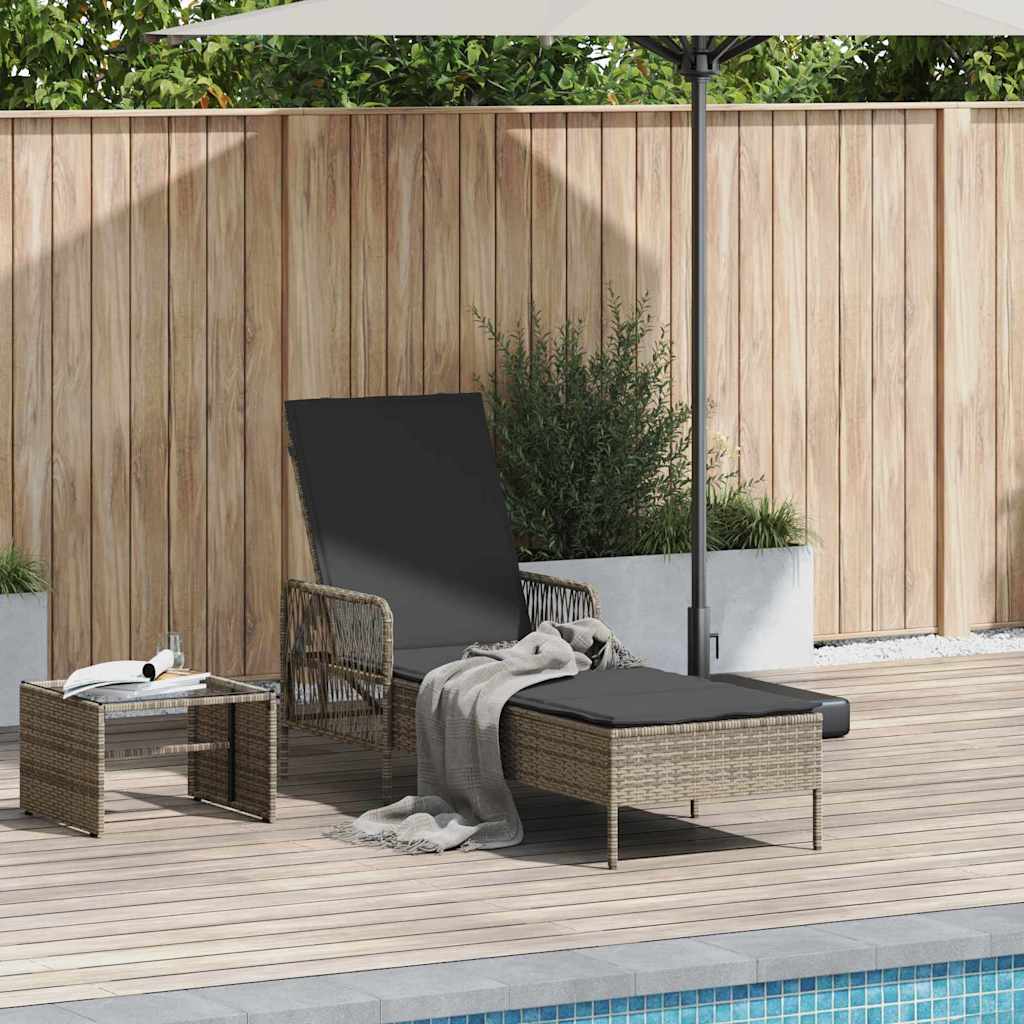 Lettino da sole Grigio e Grigio Scuro 55 x 200 x 92 cm