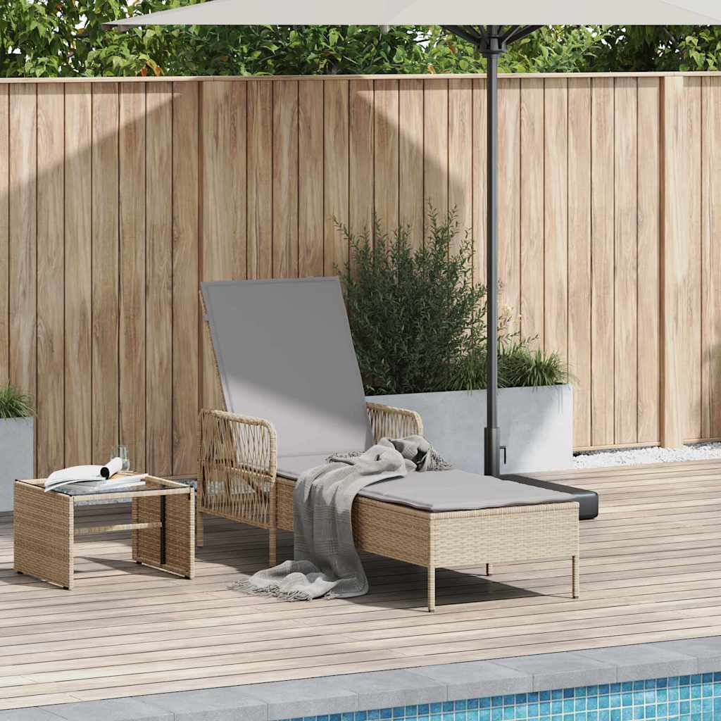 Lettino da sole Beige e Grigio Chiaro 55 x 200 x 92 cm