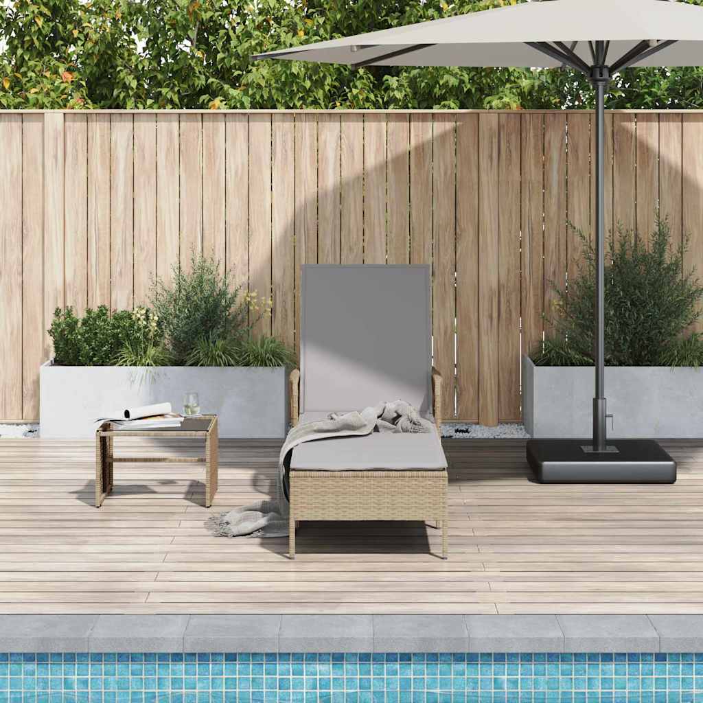 Lettino da sole Beige e Grigio Chiaro 55 x 200 x 92 cm