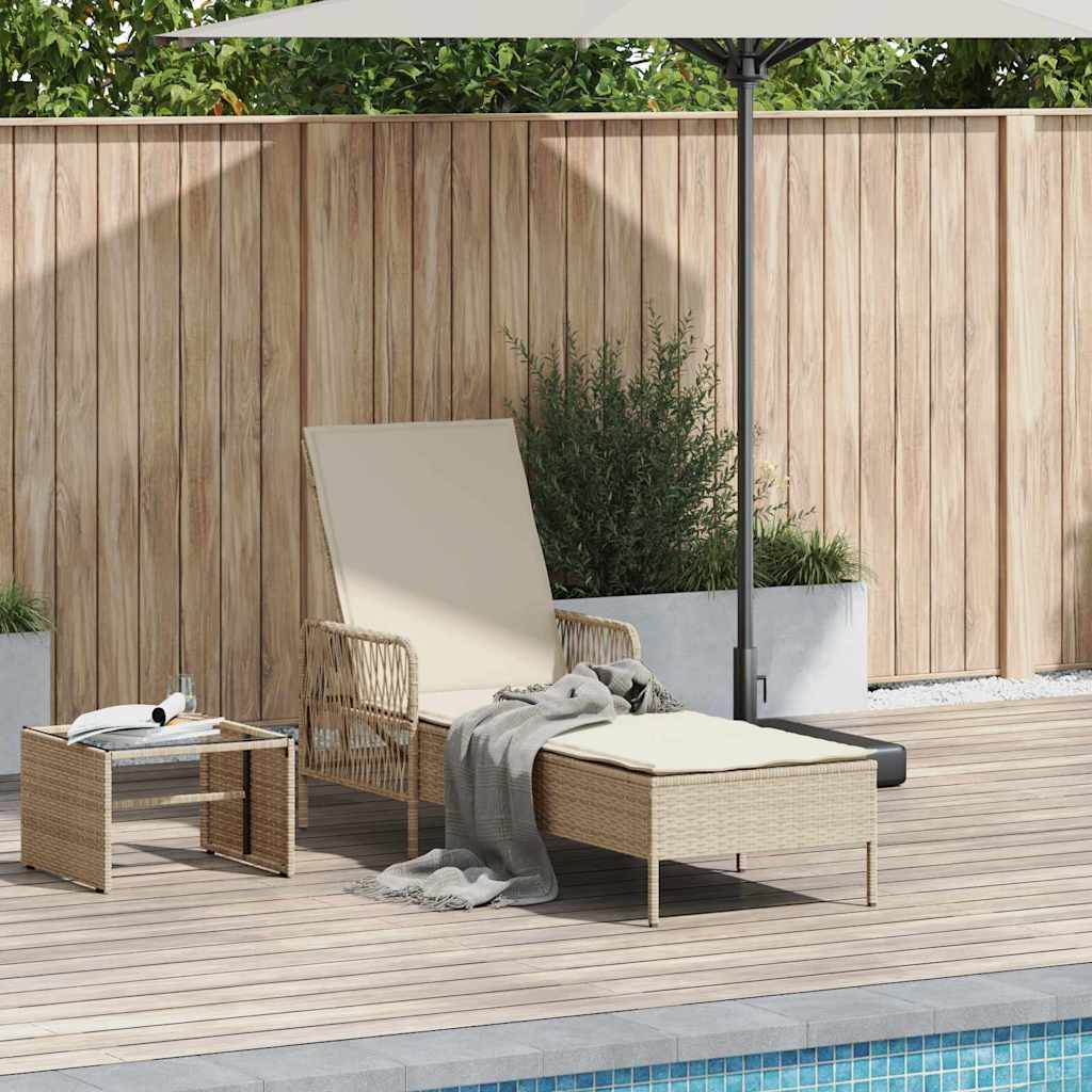 Lettino da sole 1-persona Beige e Bianco Crema 55 x 200 x 92 cm