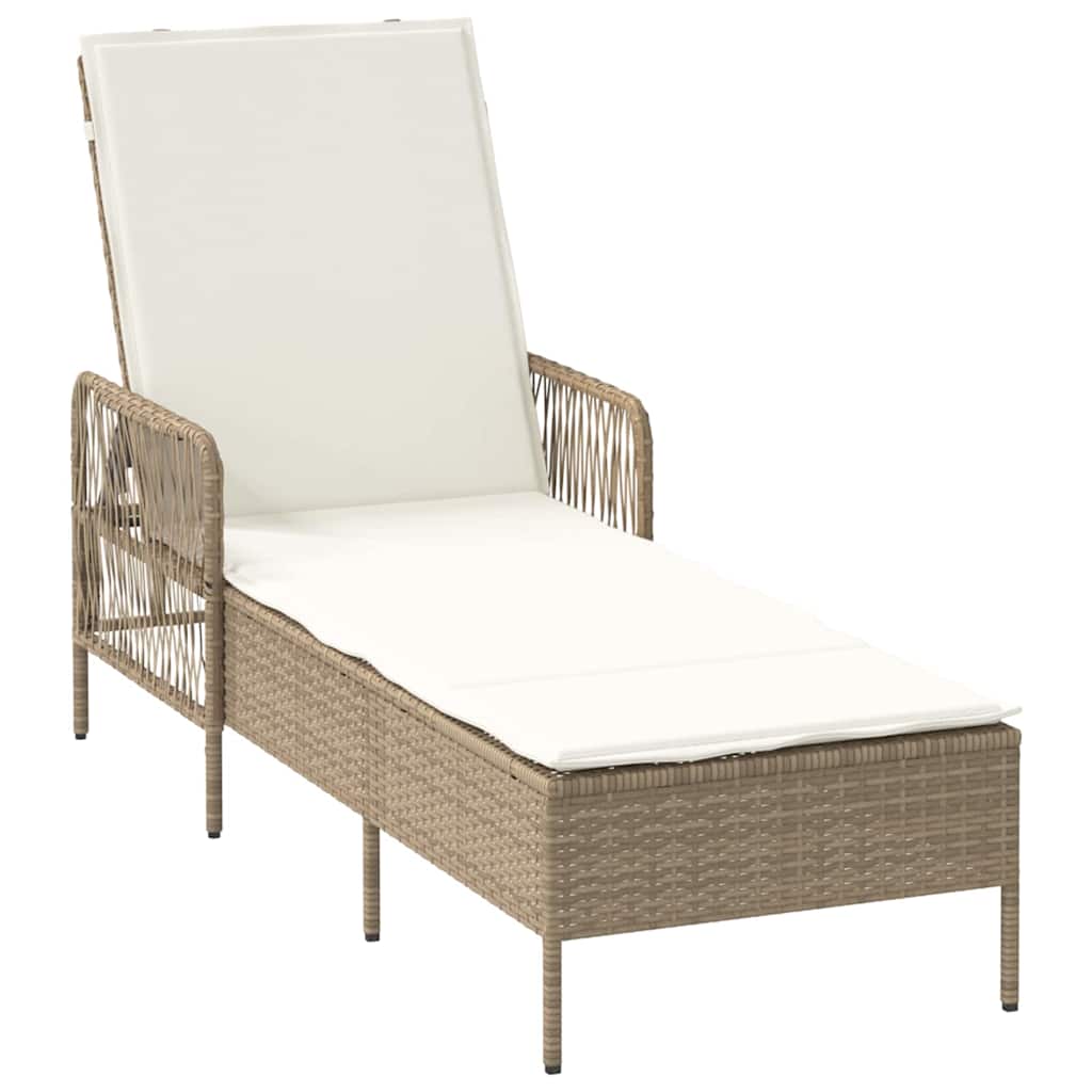 Lettino da sole 1-persona Beige e Bianco Crema 55 x 200 x 92 cm