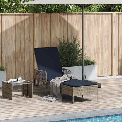 Lettino da sole Grigio e Blu Navy 55 x 200 x 92 cm polyrattan