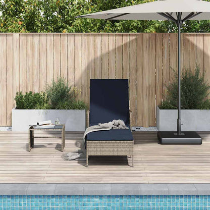 Lettino da sole Grigio e Blu Navy 55 x 200 x 92 cm polyrattan