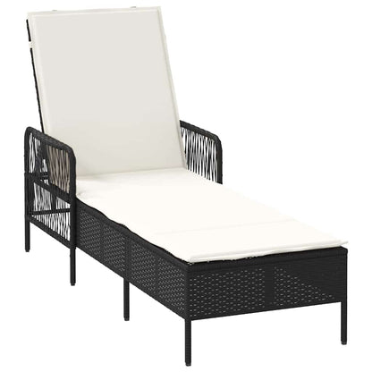 Lettino da sole 2-persona 3 pcs Nero e Bianco Crema polyrattan