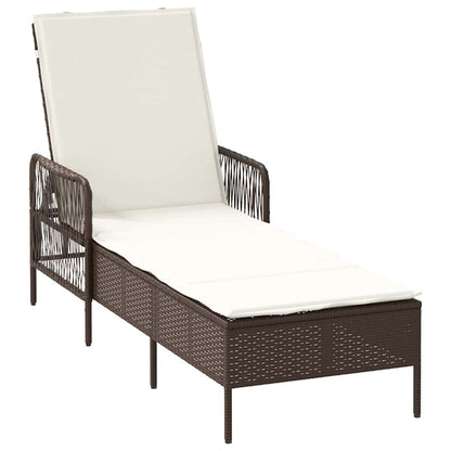 Lettino da sole 3 pcs Marrone e Bianco Crema polyrattan