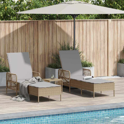 Lettino da sole 3 pcs Beige e Grigio Chiaro polyrattan