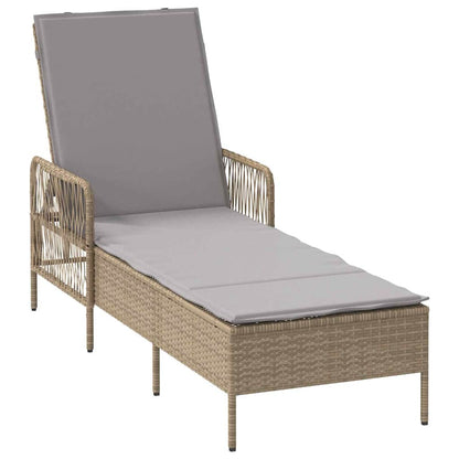 Lettino da sole 3 pcs Beige e Grigio Chiaro polyrattan