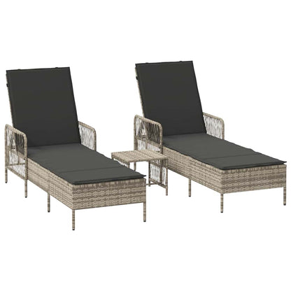 Lettino da sole 3 pcs Grigio chiaro e grigio scuro polyrattan