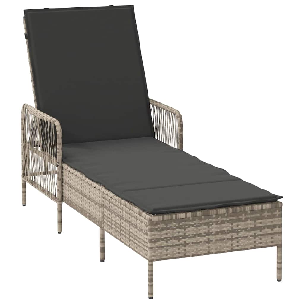 Lettino da sole 3 pcs Grigio chiaro e grigio scuro polyrattan