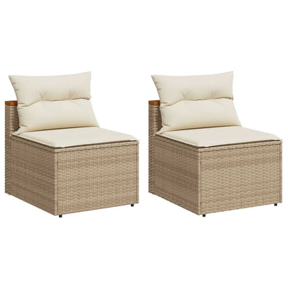 Divani Giardino Senza Braccioli con Cuscini 2 Beige Polyrattan