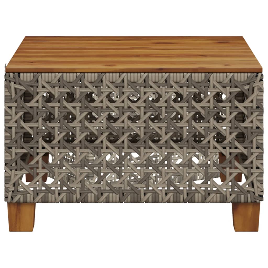 Tavolo da Giardino Grigio 55x55x36 cm Polyrattan e Legno Acacia