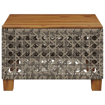 Tavolo da Giardino Grigio 55x55x36 cm Polyrattan e Legno Acacia