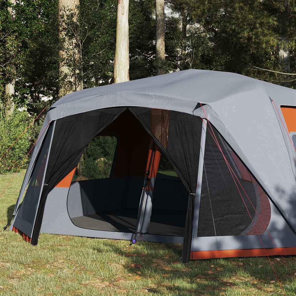 Tenda Campeggio 10 Persone Grigio e Arancione Impermeabile