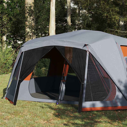 Tenda Campeggio 10 Persone Grigio e Arancione Impermeabile