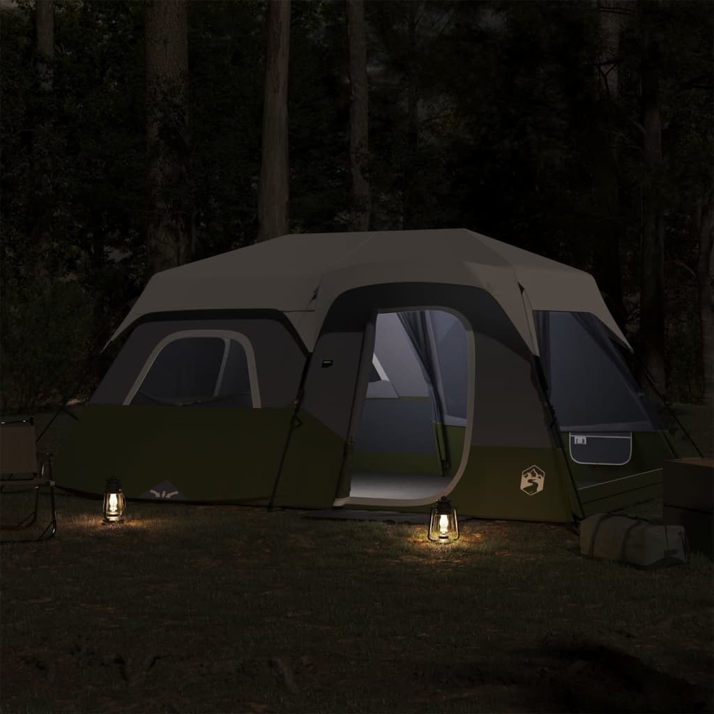 Tenda Famiglia con LED 9 Persone Blu Chiaro a Rilascio Rapido