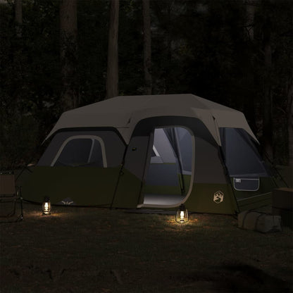 Tenda Famiglia con LED 9 Persone Blu Chiaro a Rilascio Rapido