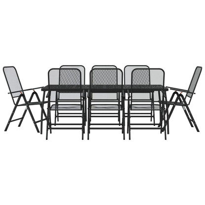 Set da Pranzo da Giardino 9pz Antracite in Rete Metallica