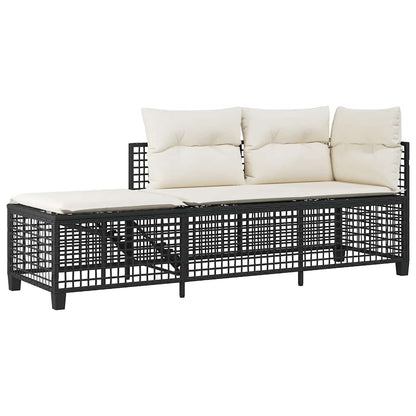 Set Divani ad Angolo 3 pz con Cuscini in Polyrattan Nero