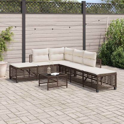 Set Divani ad Angolo 3 pz con Cuscini in Polyrattan Marrone