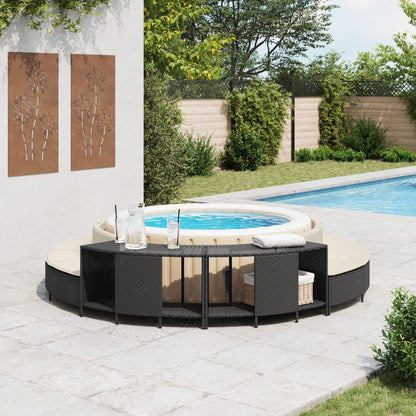 Scaffali Portaoggetti Vasca Idromassaggio 2pz Polyrattan Nero